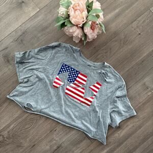 America Under Armour USA Grey Upcycled Crop Top